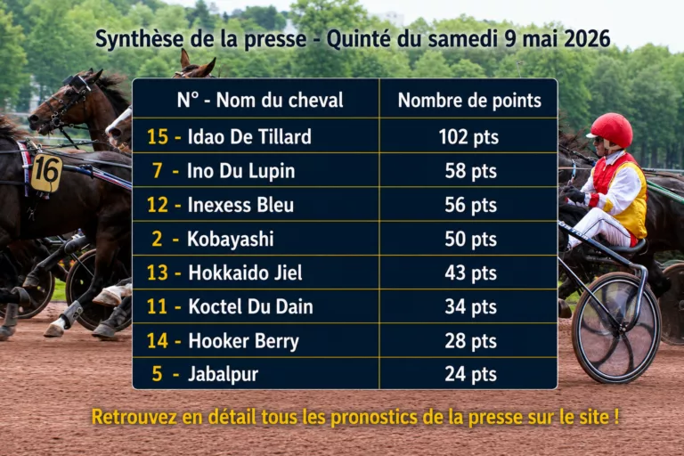 Pronostic quinté presse PMU samedi 9 mai 2026