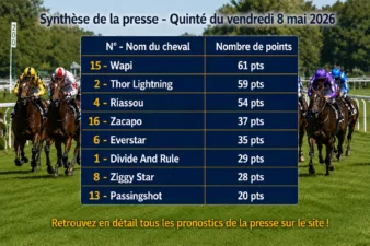 Pronostic quinté presse PMU vendredi 8 mai 2026