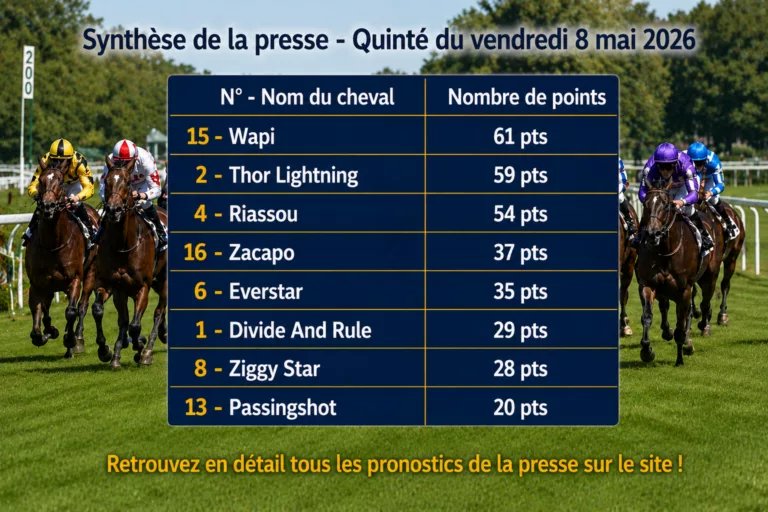 Pronostic quinté presse PMU vendredi 8 mai 2026