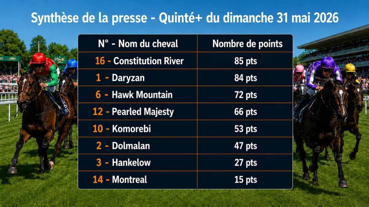 Pronostic quinté presse dimanche 31 mai 2026