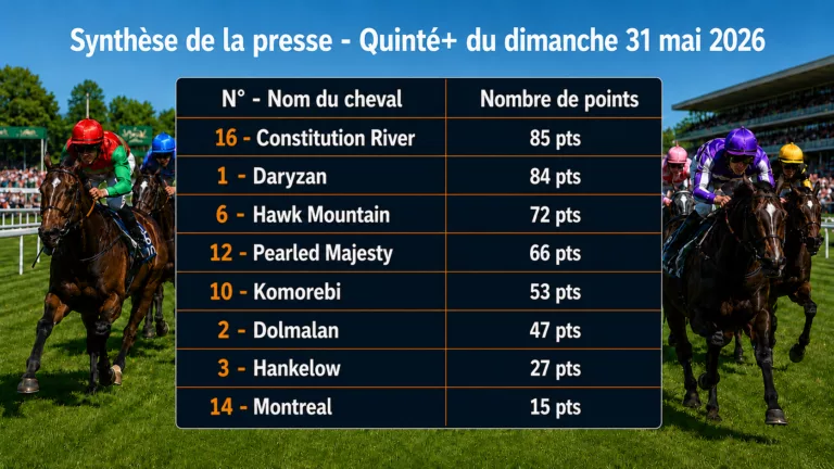 Pronostic quinté presse dimanche 31 mai 2026