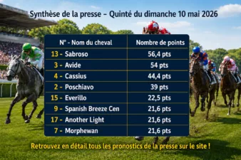 Pronostic quinté presse du dimanche 10 mai 2026