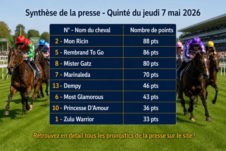 Pronostic quinté presse du jeudi 7 mai 2026