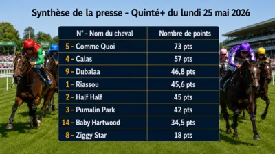 Pronostics presse PMU du lundi 25 mai 2026