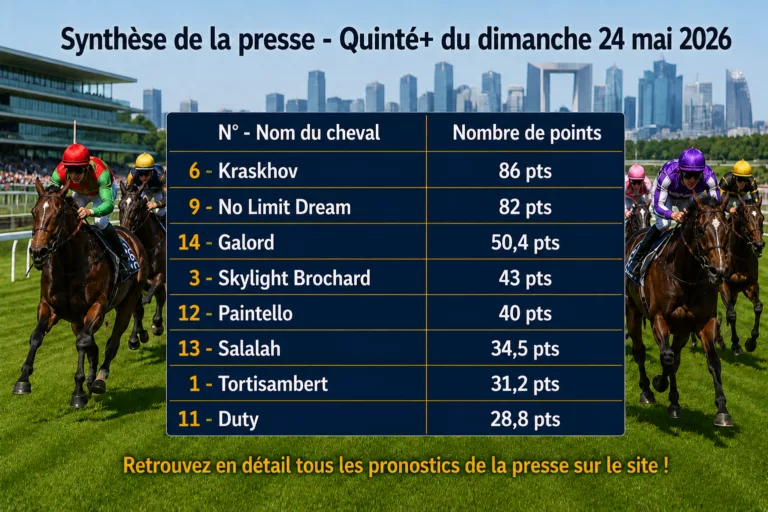 Pronostics quinté presse PMU dimanche 24 mai 2026
