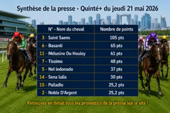 Quinté du jeudi 21 mai 2026 au PMU – Synthèse des meilleurs pronostics de la presse
