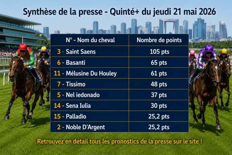 Pronostics quinté presse PMU jeudi 21 mai 2026