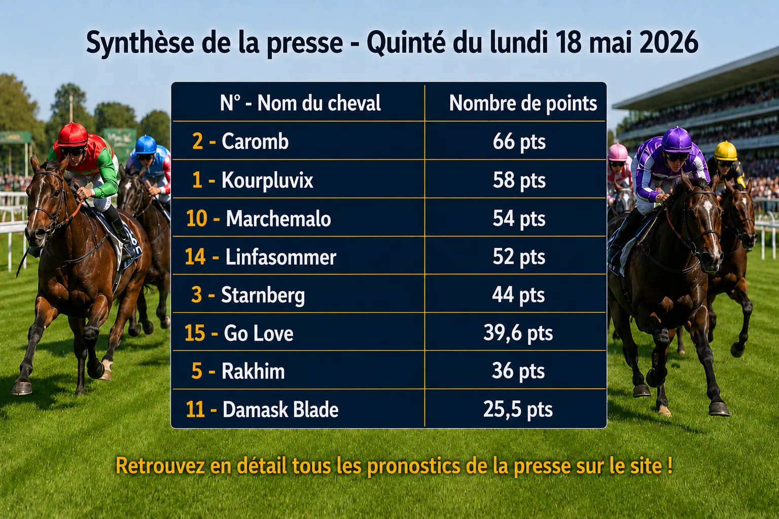 Pronostics quinté presse PMU lundi 18 mai 2026