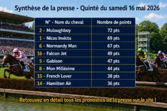 Pronostics quinté presse PMU samedi 16 mai 2026