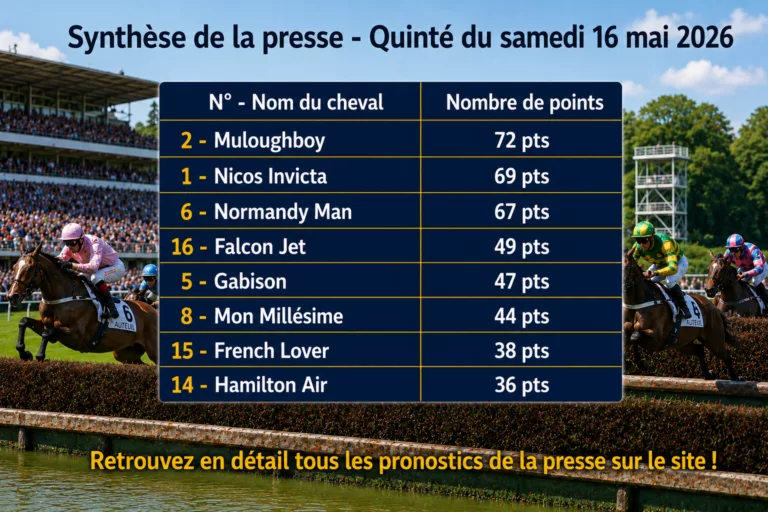 Pronostics quinté presse PMU samedi 16 mai 2026