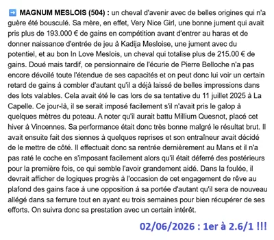 Pronostic PMU gagnant du mercredi 01/06/2026