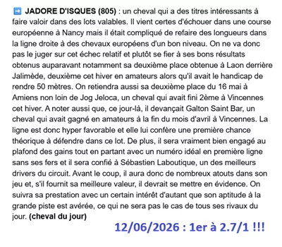 Pronostic gagnant du vendredi 12 juin 2026