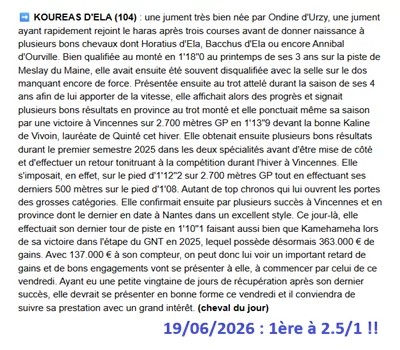 Pronostic gagnant du vendredi 19 juin 2026