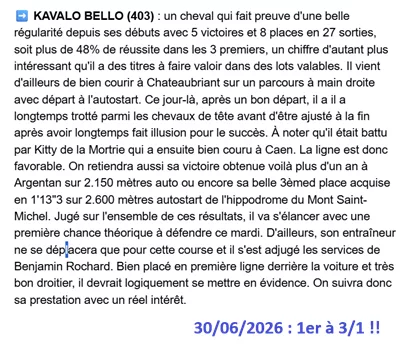 Pronostic gagnant du 30 juin 2026