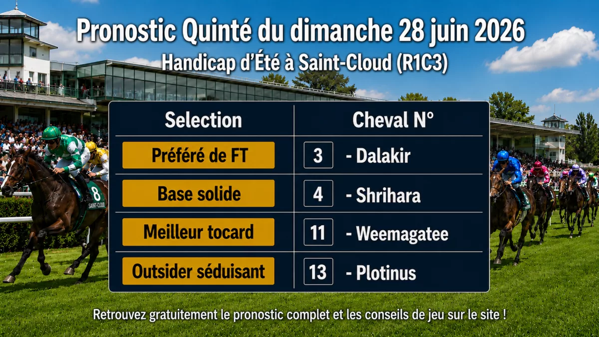Pronostic quinté dimanche 28 juin 2026