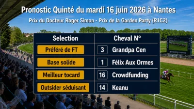 Pronostic quinté du mardi 16 juin 2026