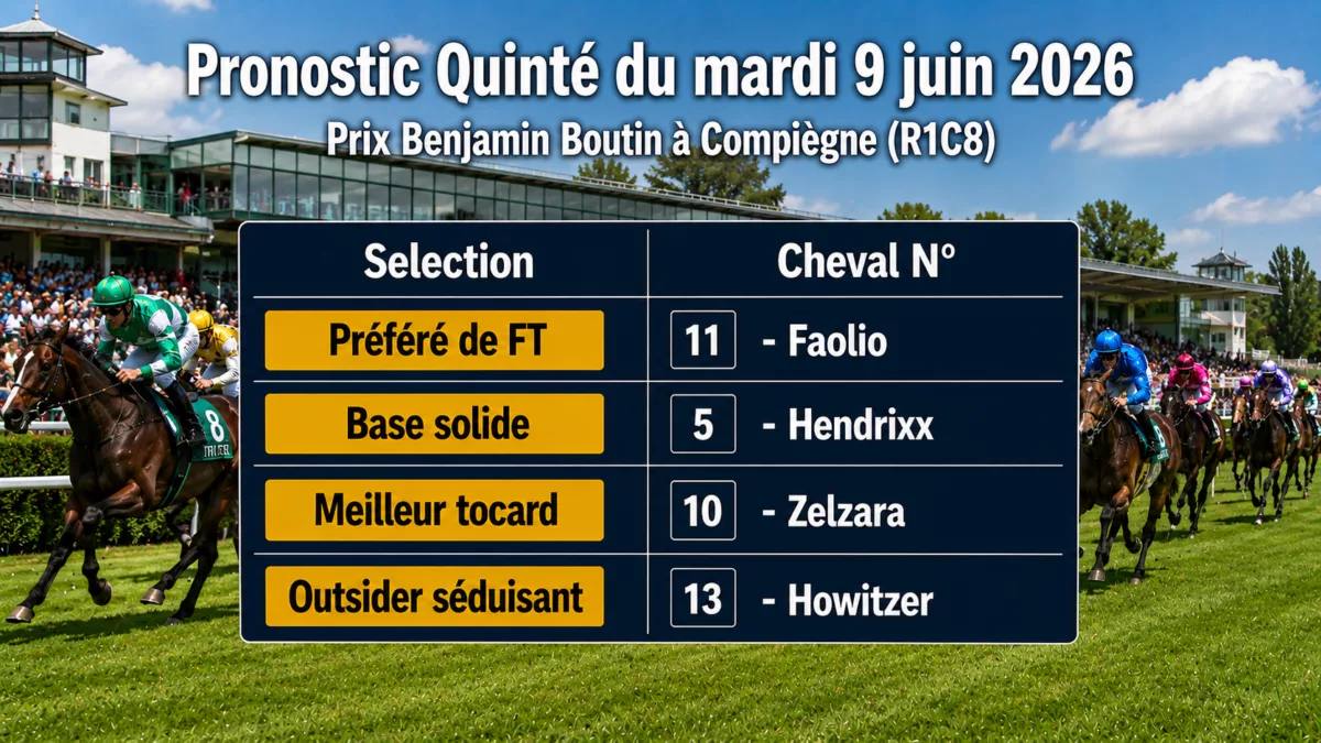 Pronostic quinté du mardi 9 juin 2026