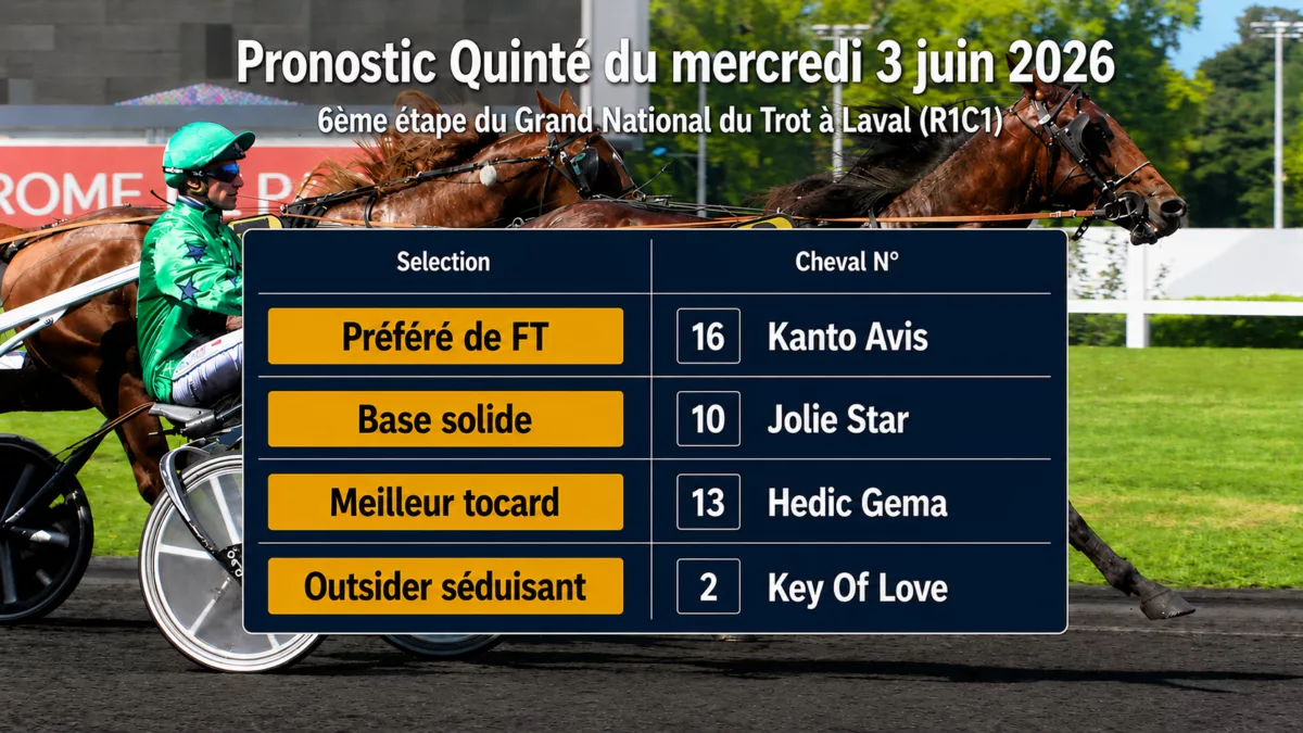 Pronostic quinté du mercredi 3 juin 2026