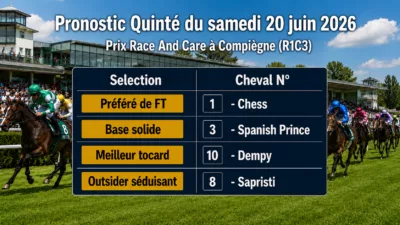 Pronostic quinté du samedi 20 juin 2026
