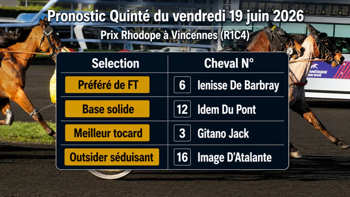Pronostic quinté du vendredi 19 juin 2026