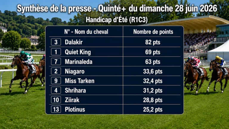 Pronostic quinté presse dimanche 28 juin 2026