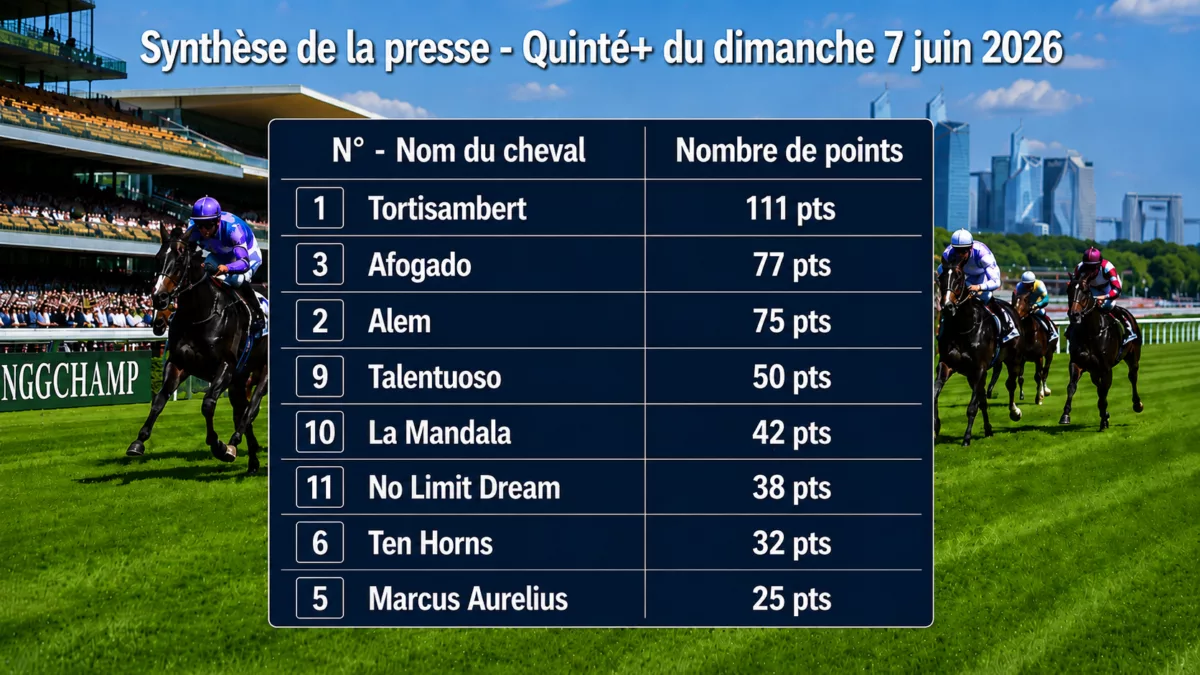 Pronostic quinté presse du dimanche 7 juin 2026