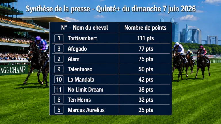 Pronostic quinté presse du dimanche 7 juin 2026