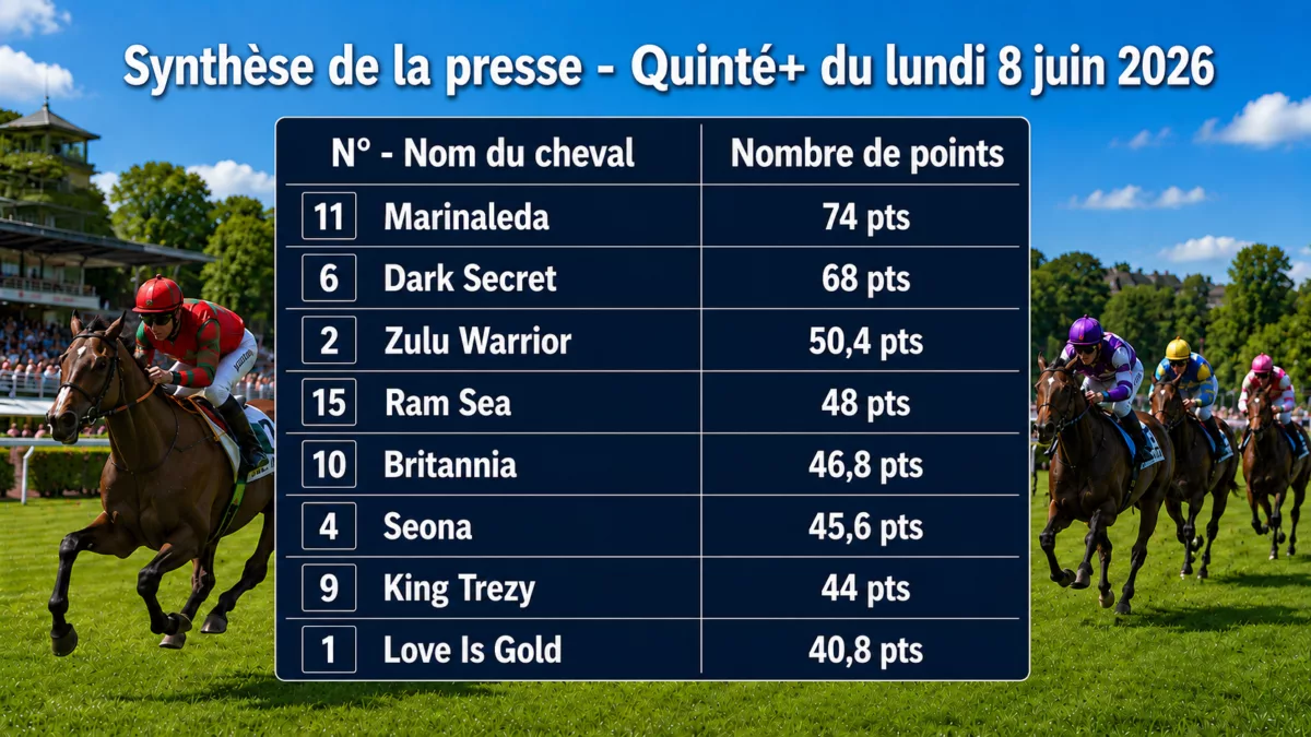 Pronostic quinté presse du lundi 8 juin 2026