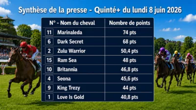 Pronostic quinté presse du lundi 8 juin 2026