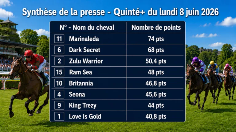 Pronostic quinté presse du lundi 8 juin 2026