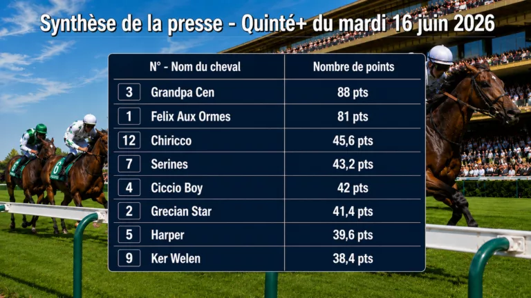 Pronostic quinté presse du mardi 16 juin 2026