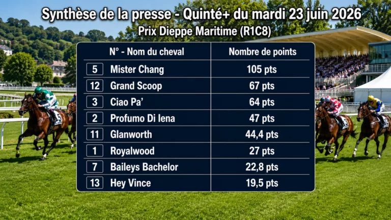 Pronostic quinté presse du mardi 23 juin 2026