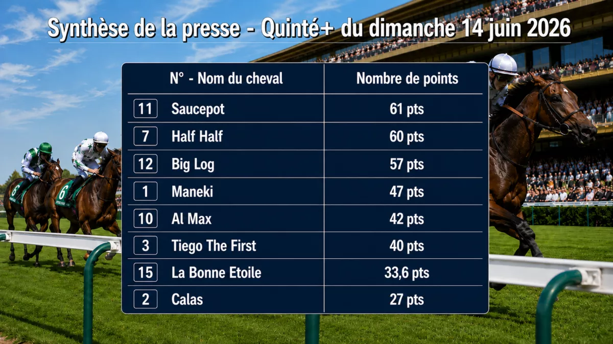 Pronostics quinté presse PMU du dimanche 14 juin 2026
