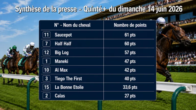 Pronostics quinté presse PMU du dimanche 14 juin 2026