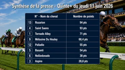 Pronostics quinté presse PMU du jeudi 11 juin 2026