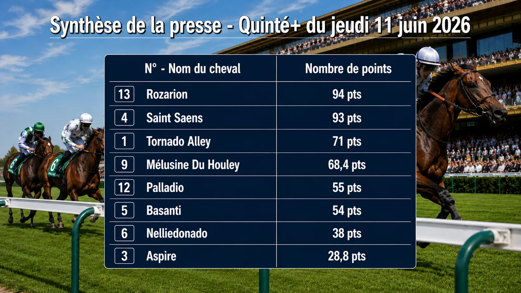 Pronostics Quinté du jeudi 11 juin 2026 – Les meilleures sélections de la presse PMU du jour
