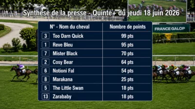 Pronostics quinté presse PMU du jeudi 18 juin 2026