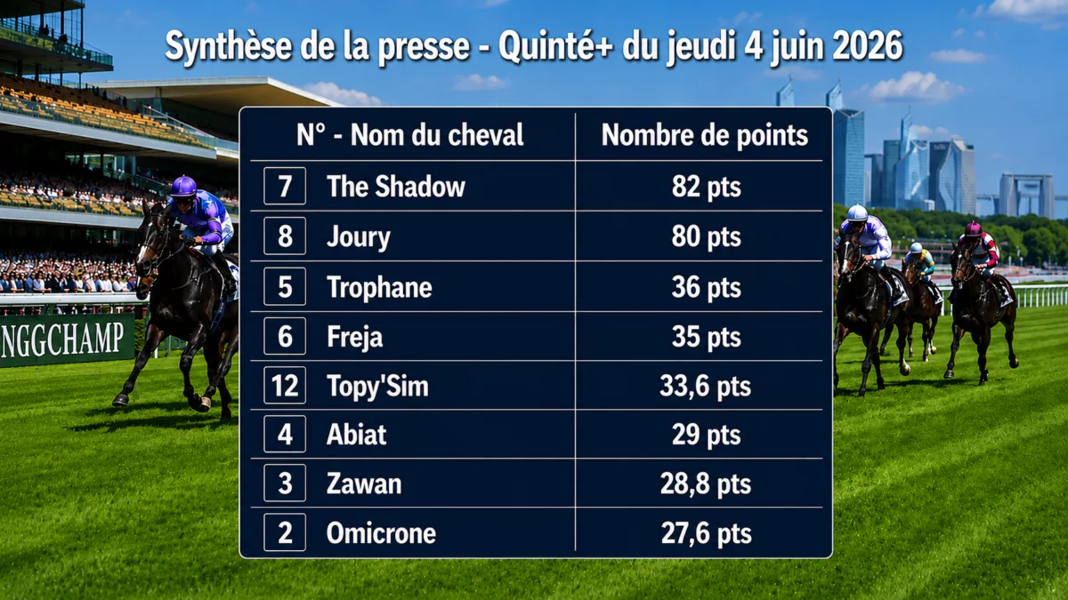 Pronostics quinté presse PMU du jeudi 4 juin 2026