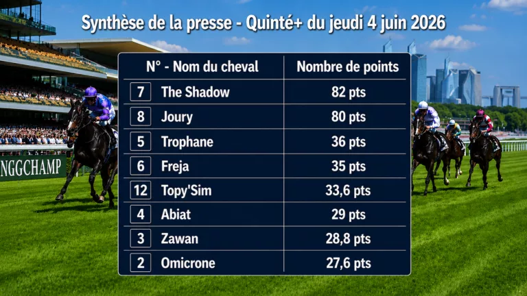Pronostics quinté presse PMU du jeudi 4 juin 2026