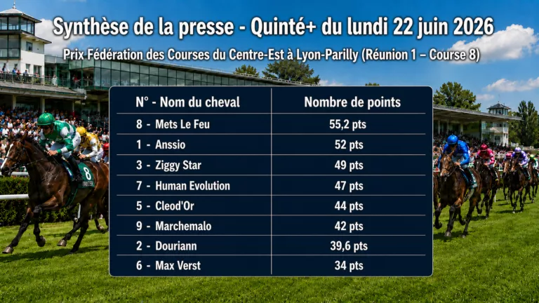 Pronostics quinté presse PMU du lundi 22 juin 2026