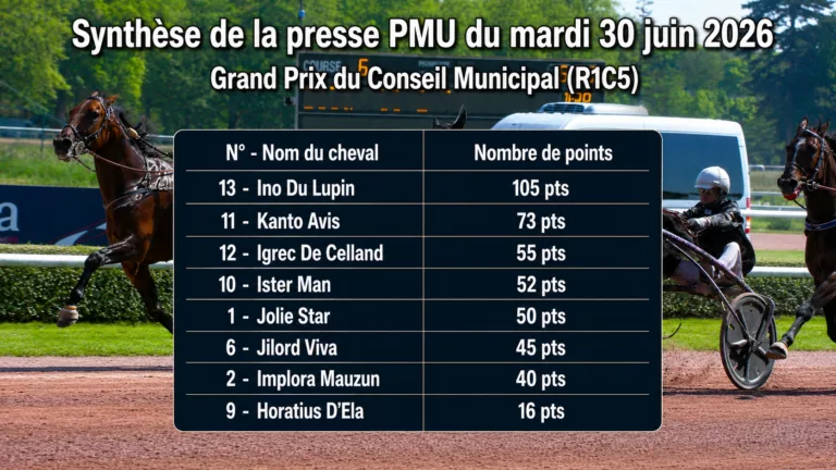 Pronostics quinté presse PMU du mardi 30 juin 2026