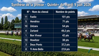 Pronostics quinté presse PMU du mardi 9 juin 2026