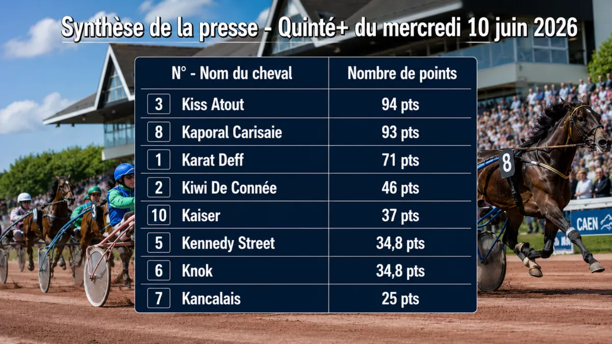Pronostics quinté presse PMU du mercredi 10 juin 2026