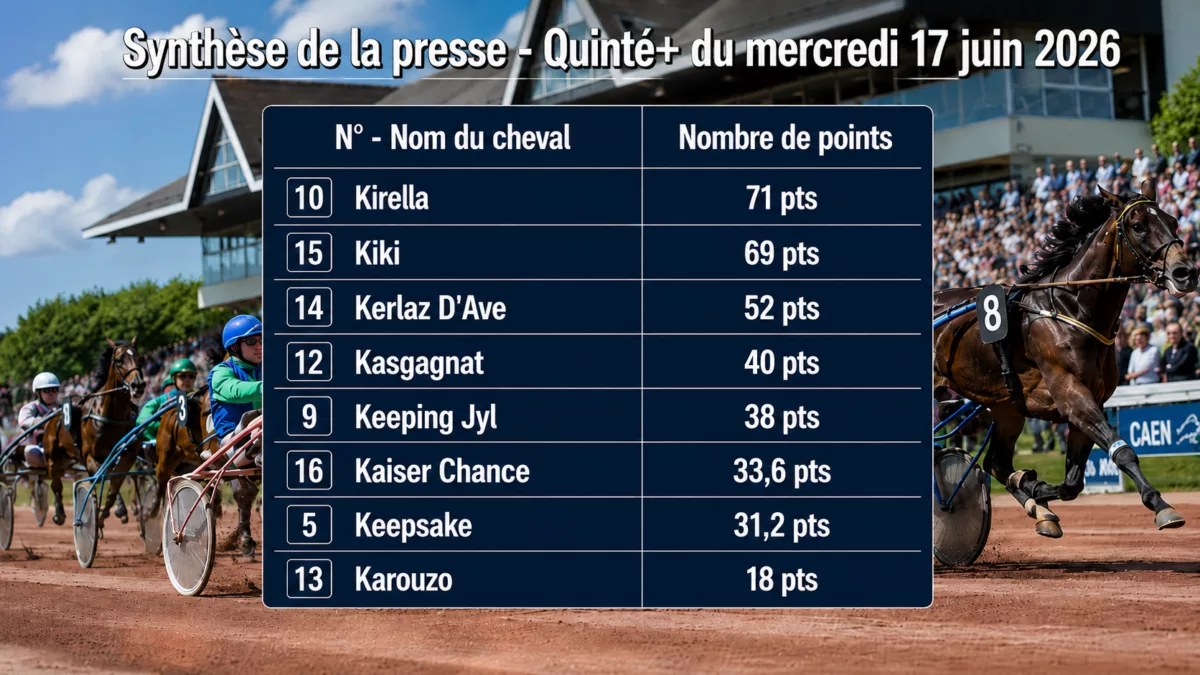 Pronostics quinté presse PMU du mercredi 17 juin 2026