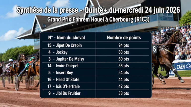 Pronostics quinté presse PMU du mercredi 24 juin 2026