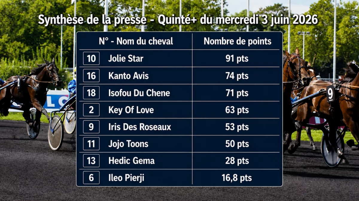 Pronostics quinté presse PMU du mercredi 3 juin 2026