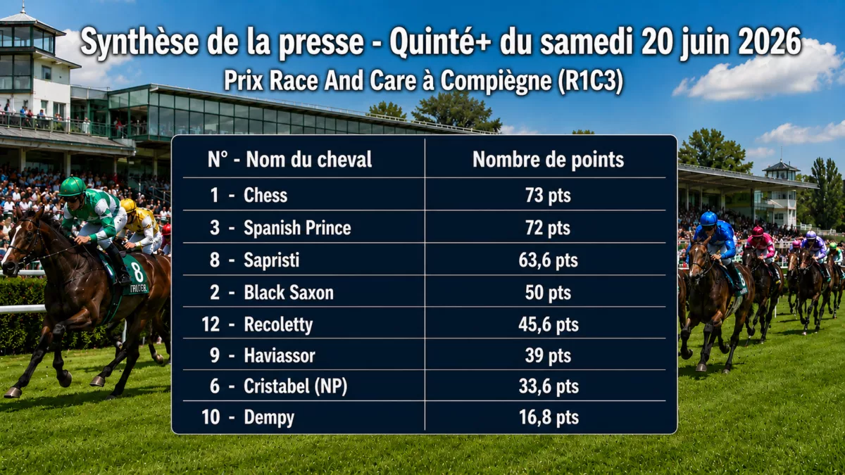 Pronostics quinté presse PMU du samedi 20 juin 2026
