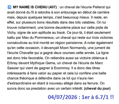 Pronostic gagnant du 4 juillet 2026