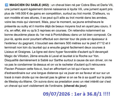Pronostic gagnant du 9 juillet 2026