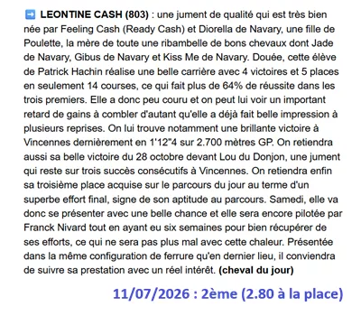 Pronostic gagnant du 11 juillet 2026